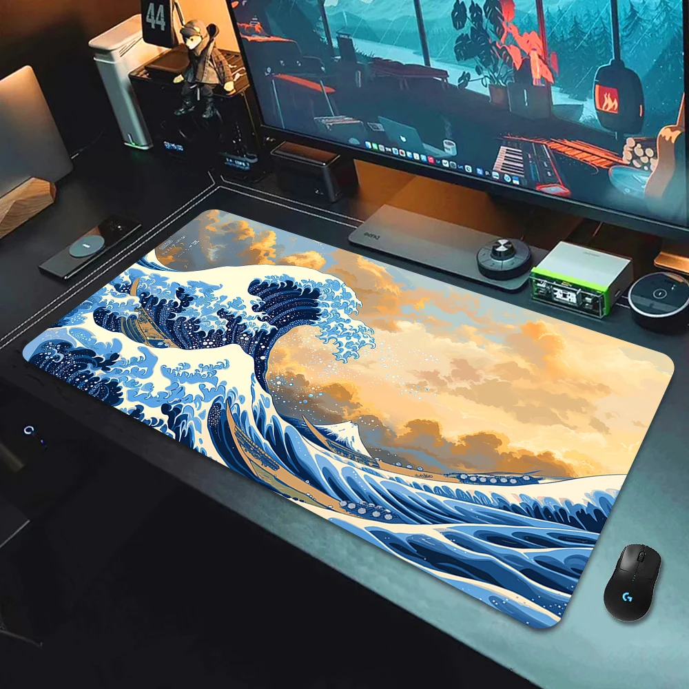 

Коврик для стола Japan Great Waves, большой коврик для мыши, аксессуары для рабочего стола в стиле аниме, коврик для мыши, коврик для геймеров, игровые коврики, офисные коврики