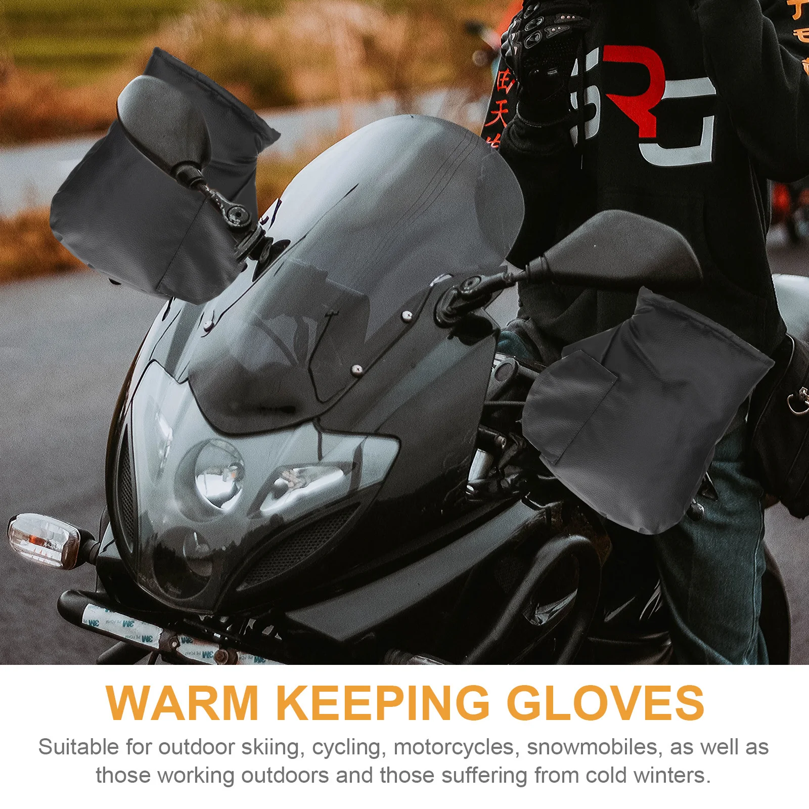 

1Pair 36-96V Heating Gloves Motorcycle Handle Bar Muff Humanized Design Windproof Thermal Protection for Cold Weather Commuting