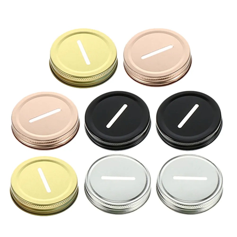 8Pcs Mason Jar Coin Slot Bank Lids Metal Tinplate Replacement Covers Practical Money Saving Lids Coin Slot Bank Lid