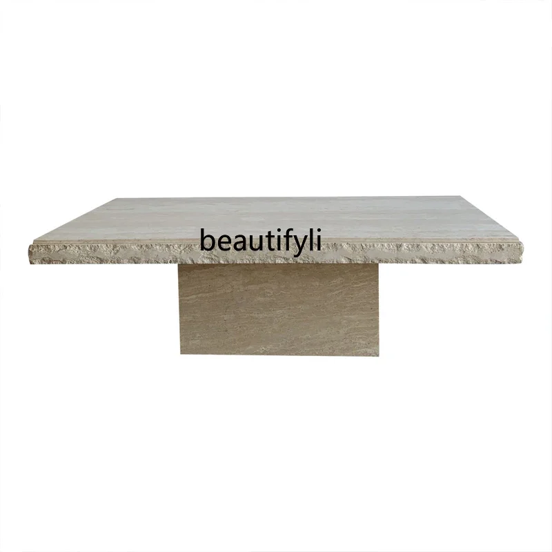 

Natural travertine coffee table marble living room home designer creative art sofa tea table rectangular