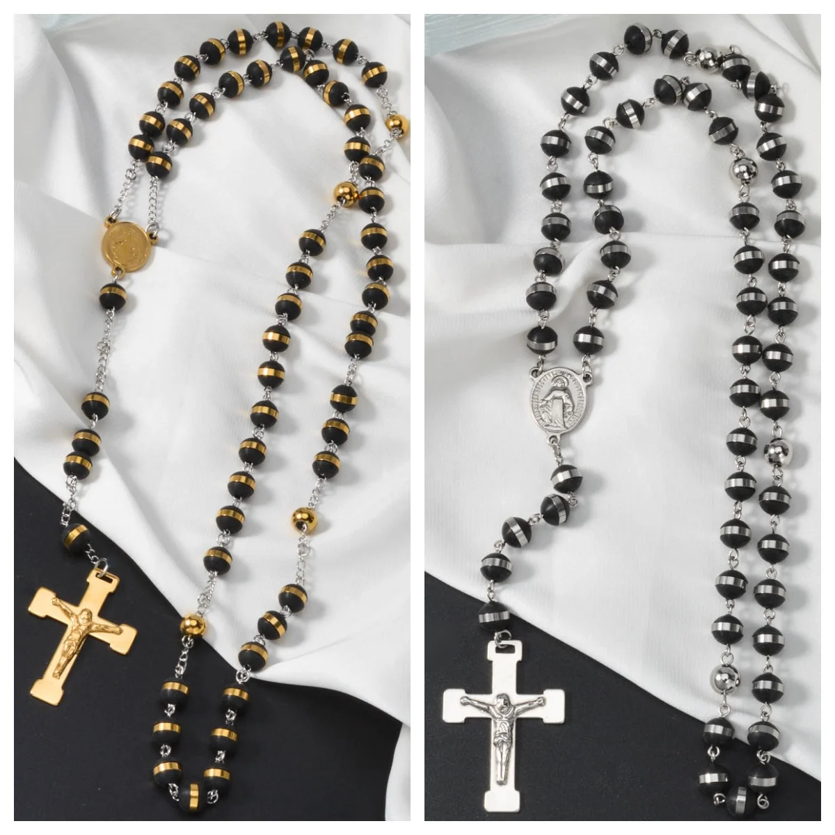 

Catholic Rosary Necklaces Exquisite Crucifix Religious Medal Adorned Ideal for Prayer Gifting and Spiritual Collection