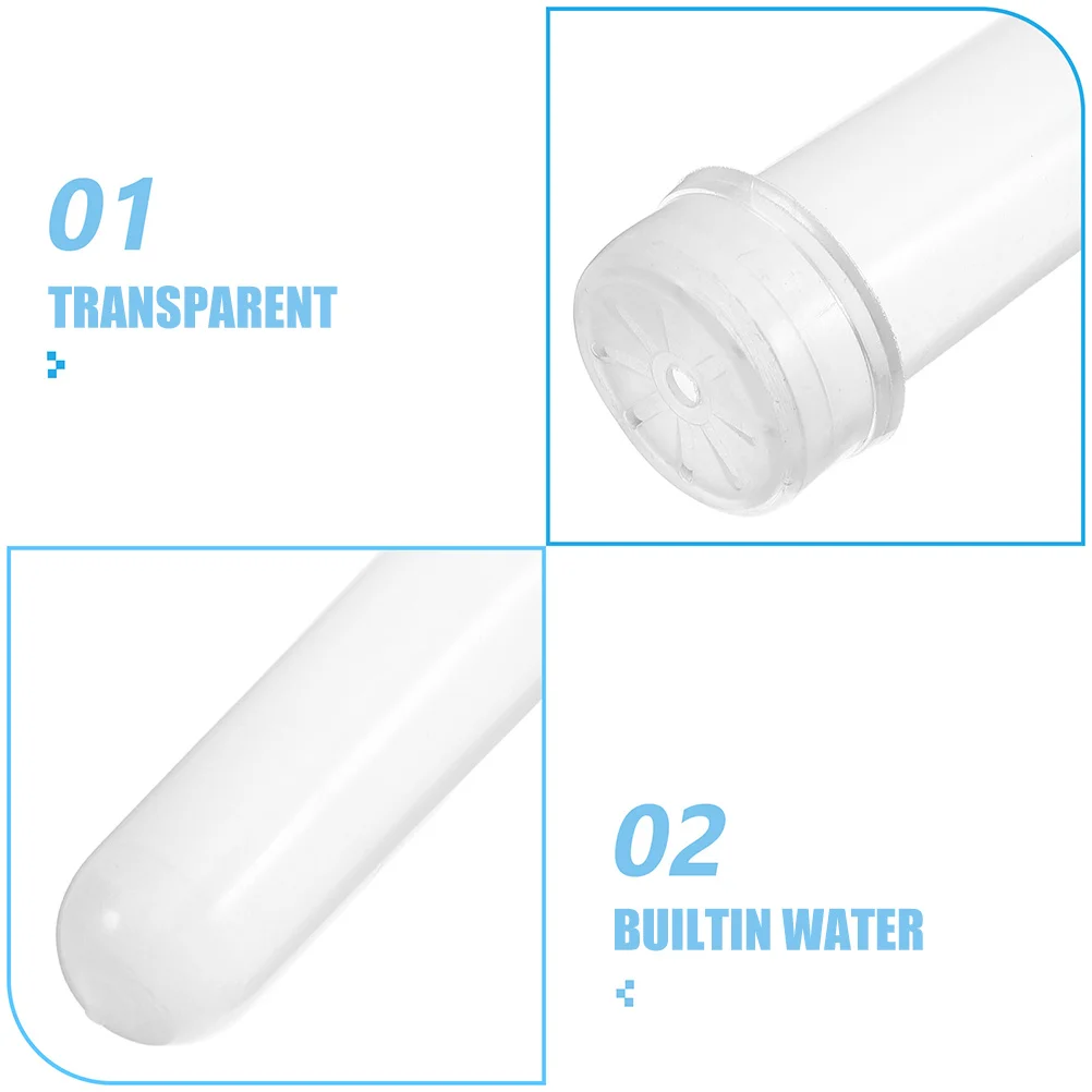 20 piezas tubos de agua de flores de plástico con tapas para flores de tallo único arreglos florales conservación de frescura floración longevidad