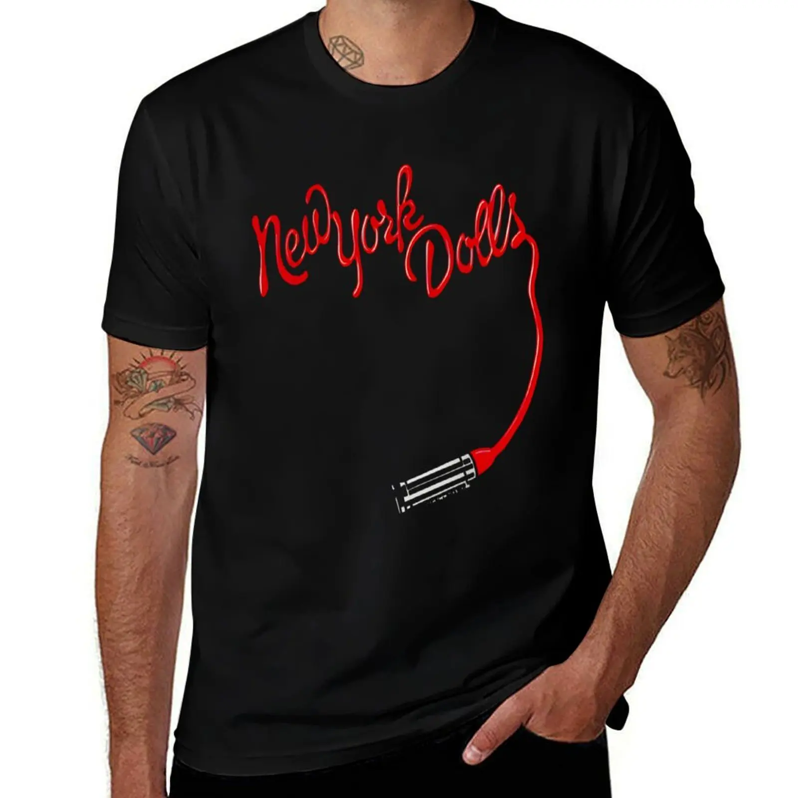 New York Dolls Print Lipstick T-Shirt essential t shirt graphic t shirt vintage mens shirts graphic tee