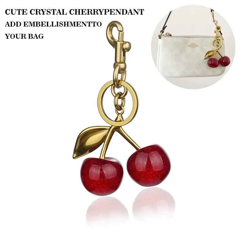 Cherry Charm Handbag Pendant Keychain for Women\'s Exquisite Internet-famous Crystal Cherry Bag Accessories High-Grade Pendant