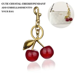 Cherry Charm Handbag Pendant Keychain for Women's Exquisite Internet-famous Crystal Cherry Bag Accessories High-Grade Pendant