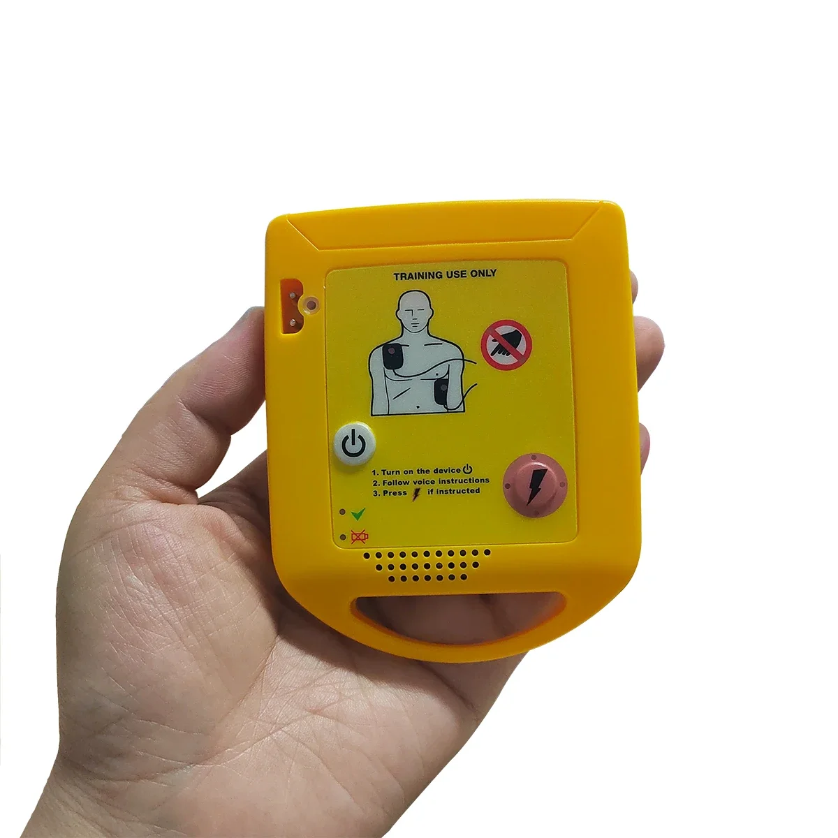 Mini AED Trainer desfibrilador cardiopulmonar automatizado, dispositivo de entrenamiento de reanimación, primeros auxilios en Español + 1 protector