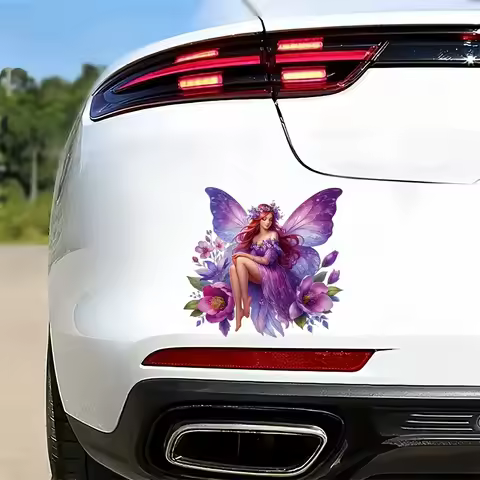 Floral Butterfly Elf Funny Waterproof Vinyl Car Decal, Exterior Decorative Accessories, Used for Car, Motorcycle, Laptop, Van