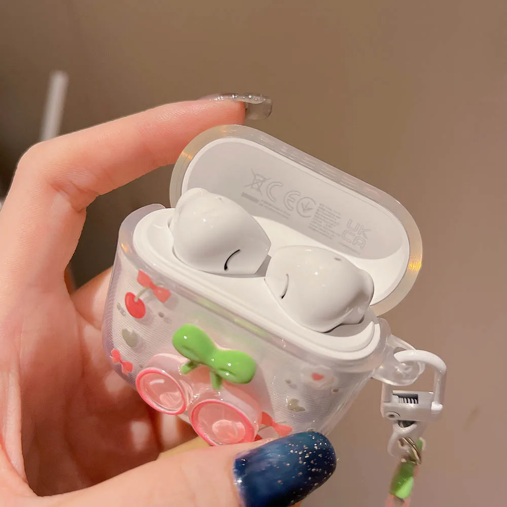 For Huawei FreeBuds 5 5i 6i 4 SE 2 SE2 Case 3D Watermelon Flowers Clear Cartoon Earphone Charging Box Accessories Cover Pendant