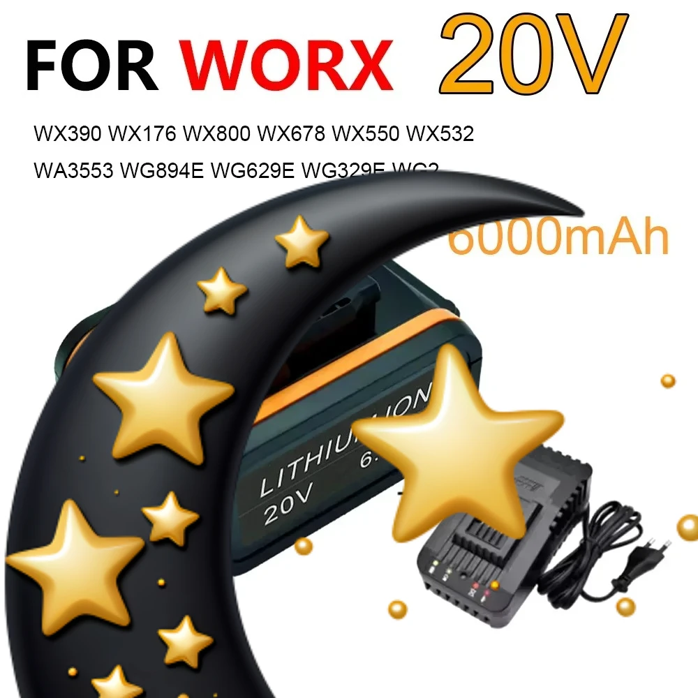 

100% original Worx WA3553 20V 6.0Ah battery cordless power tool backup battery WA3551 WA3553 WA3641 WX373 WX390 battery