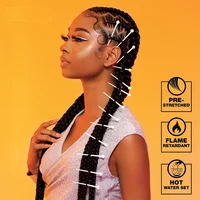58 inch synthetic braid Soft Yaki Texture Hot Water Setting prestretched braid hair 2x braid for box braid and twists(1 pack, 2) 2
