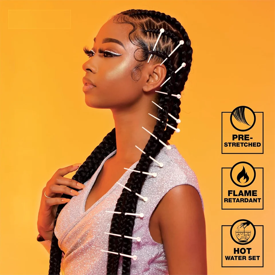 Trenza Sintética de 38 Pulgadas con Textura Yaki Suave Preestirada para Trenzas Box y Twists (1 paquete, 4 unidades) 2