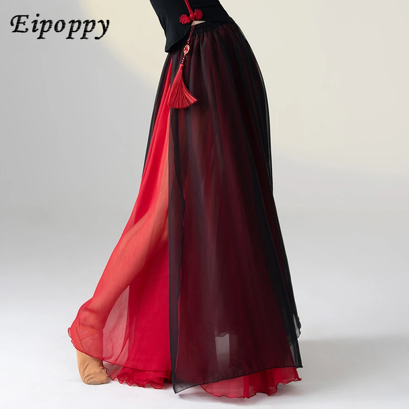 فستان رقص كلاسيكي نسائي ، زي رقص شينجيانغ أنيق ، فستان بنصف طول ، تنورة متأرجحة كبيرة