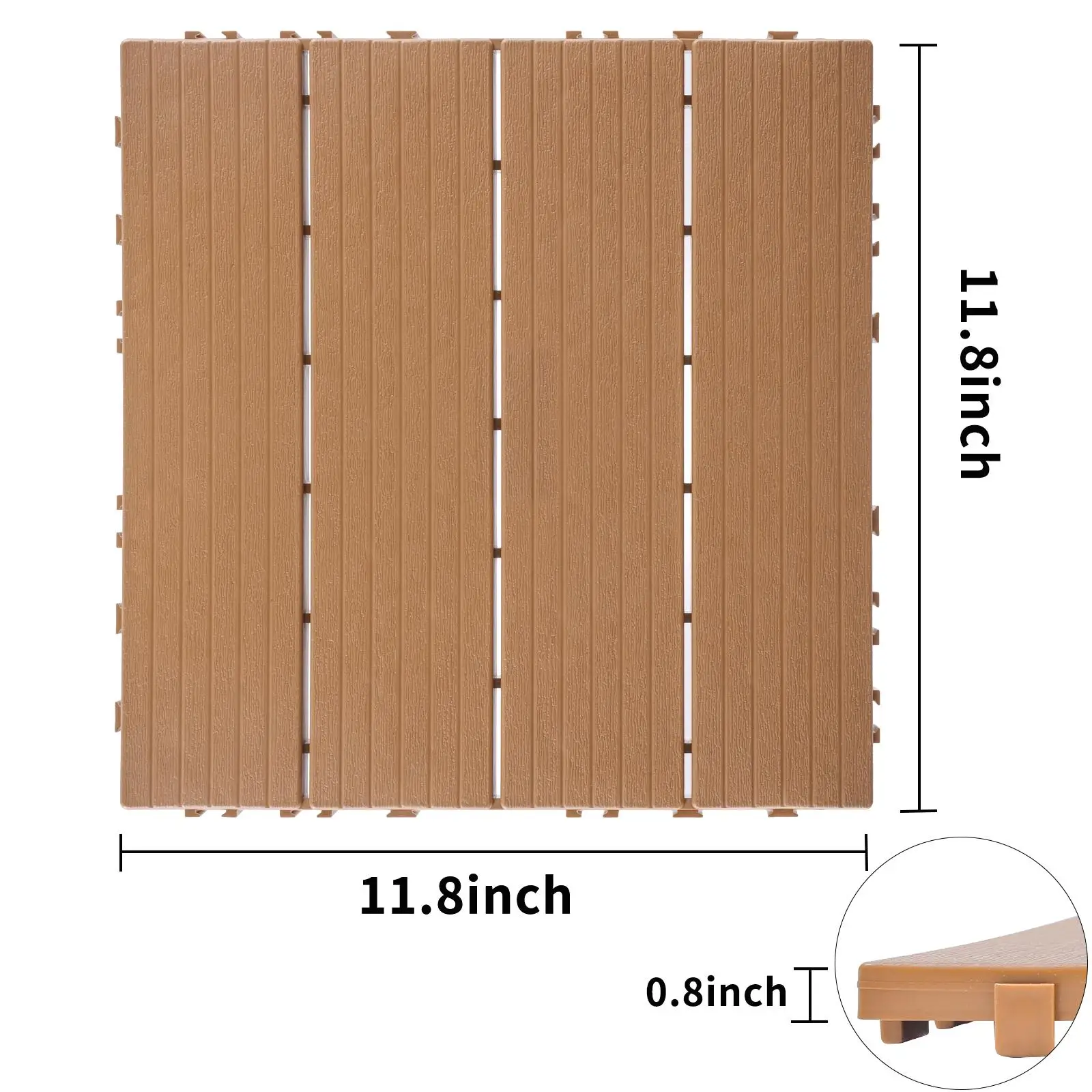 44-Pack 11.8x11.8 Plastic Interlocking Deck Tiles - Waterproof Outdoor Flooring for Patio, for garden & Poolside - Burlywood