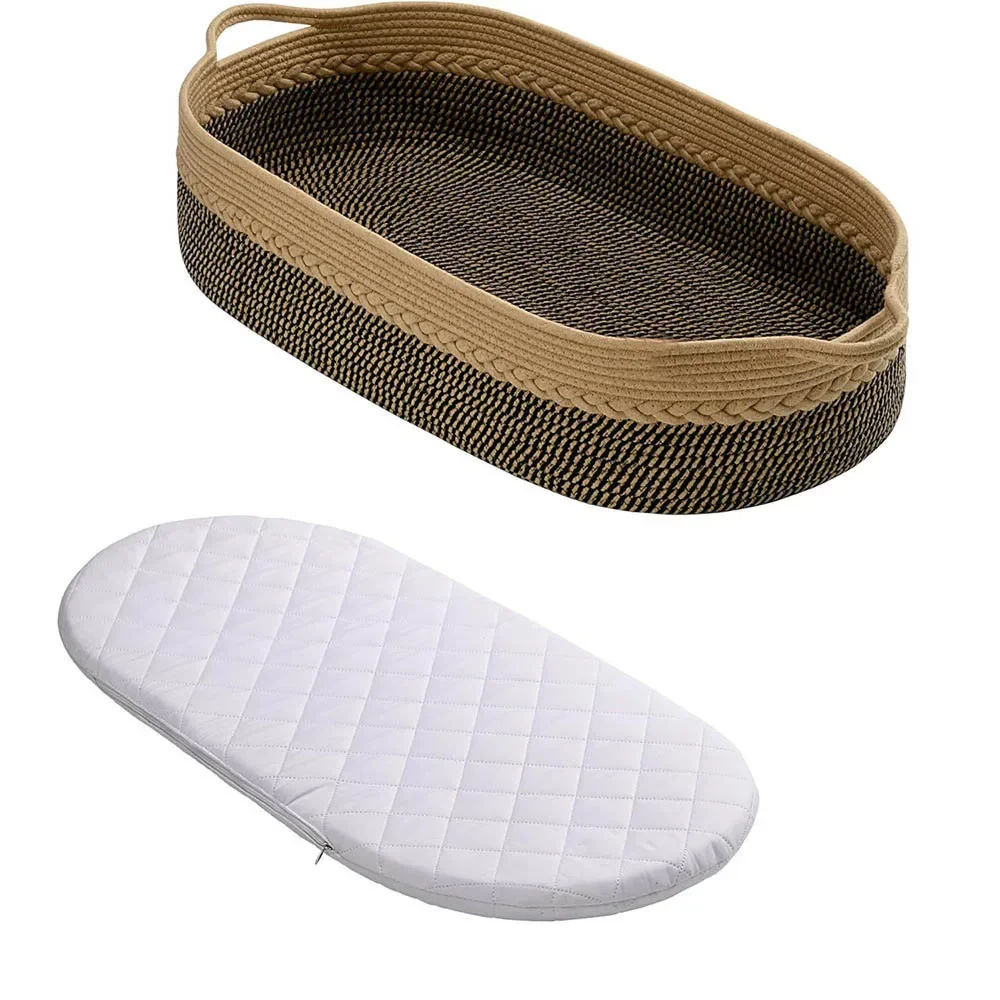 

Корзина для пеленания новорожденного, детская колыбель для сна, тканая кроватка из хлопчатобумажной веревки, корзина для хранения детских подгузников, реквизит для детской фотосессии