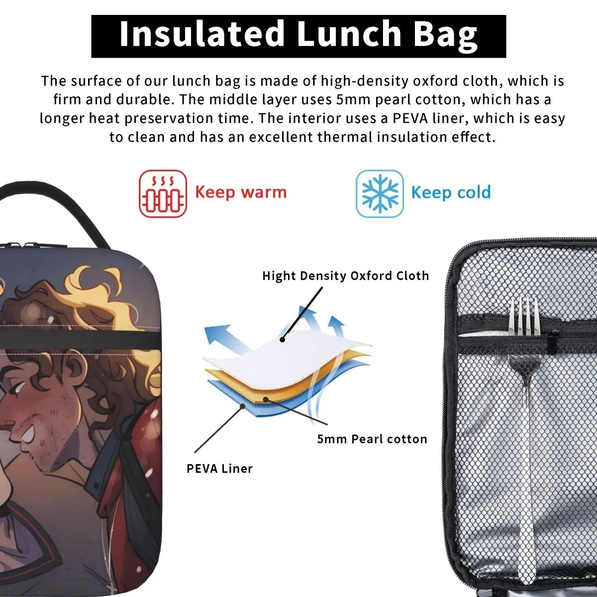 ساخنة منافس إيليا و شين حقيبة الغداء صندوق غداء مدرسي الجمالية طباعة الحرارية حمل حقائب اليد مقاوم للماء حقيبة للحفاظ على البرودة المحمولة