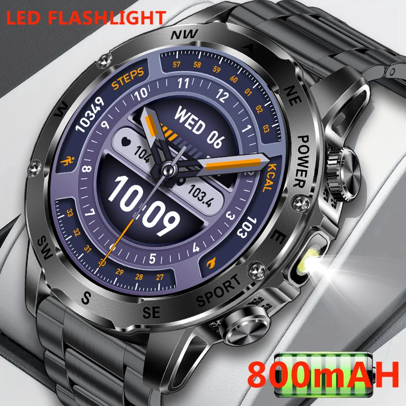 

LIGE New Outdoor Military rugged 800mAh Battery Smart Watch Sports Compass Man Watches Bluetooth Call IP68 Waterproof Smartwatch
