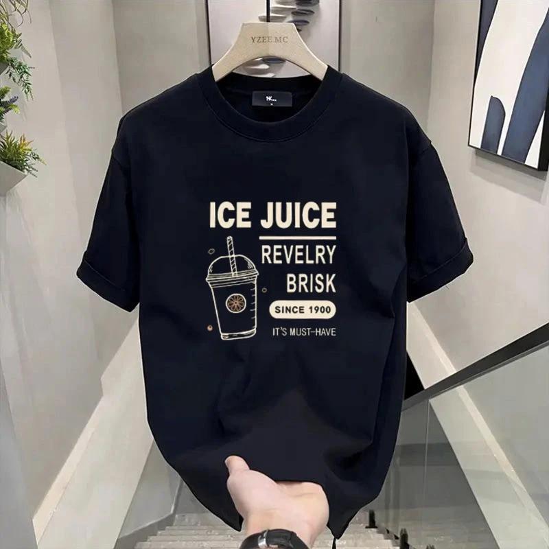 

American creative T-shirt trend simple printed men's summer round neck loose short sleeve