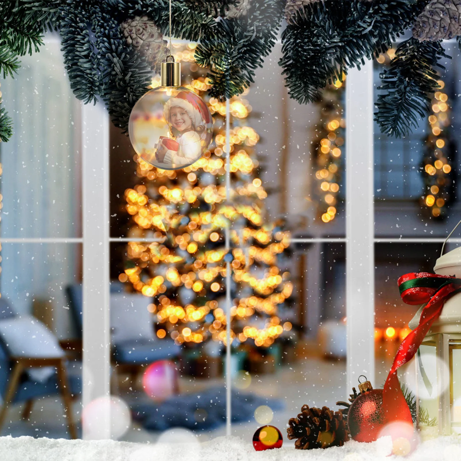 1 مجموعة LED عيد الميلاد الحلي الفراغات التسامي المعلقات DIY لشجرة ديكور الدافئة توهج أضواء عطلة الحرفية لم تنته