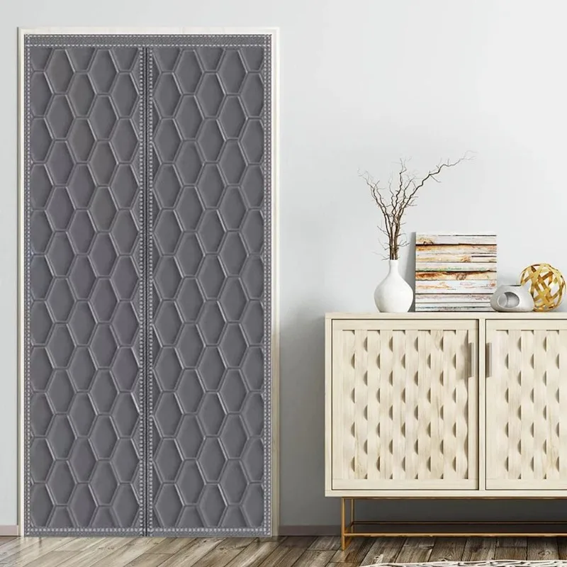 Winter Door Curtain Punch-free Thicken Heat Preservation Sound Insulation PU Leather Cotton Door Curtain Windproof Waterproof