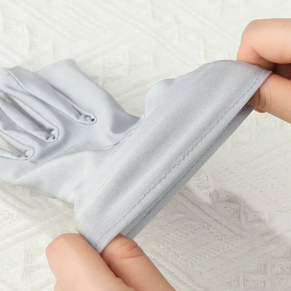 Outdoor Thin Sun Protection Gloves Elastic Embroidered Full Finger Mitts Summer Mitten Girls