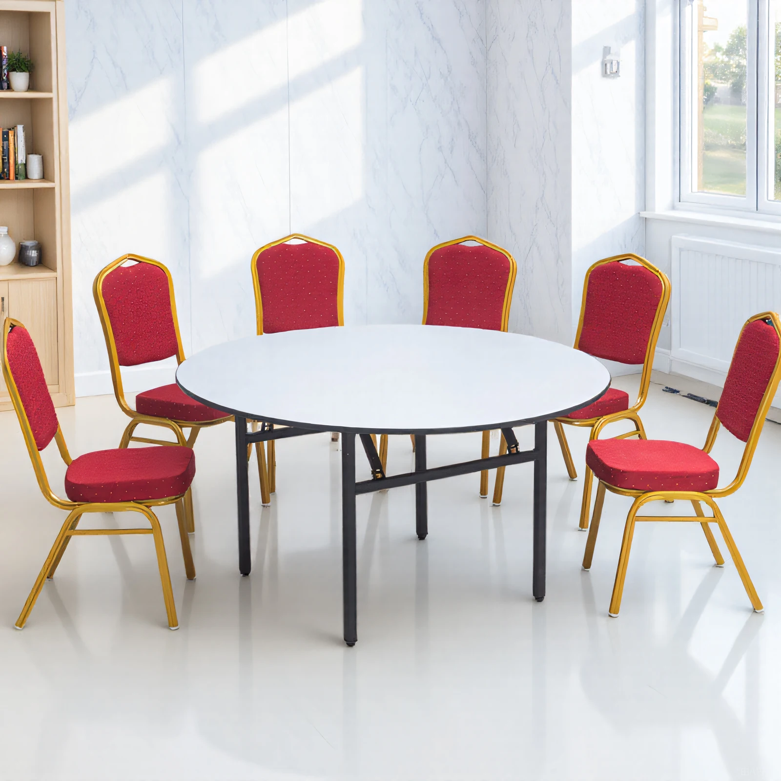 Round Folding Tables for Hotel Banquet Halls Events Parties and Weddings Round Banquet Tables White Simple Dining Tables