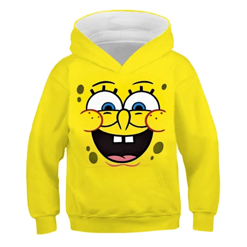 2024 New Style SpongeBob SquarePants Childrens Clothing Autumn Clothes Children's Hooded Sweatshirt Boys and Girls Casual Hoodie