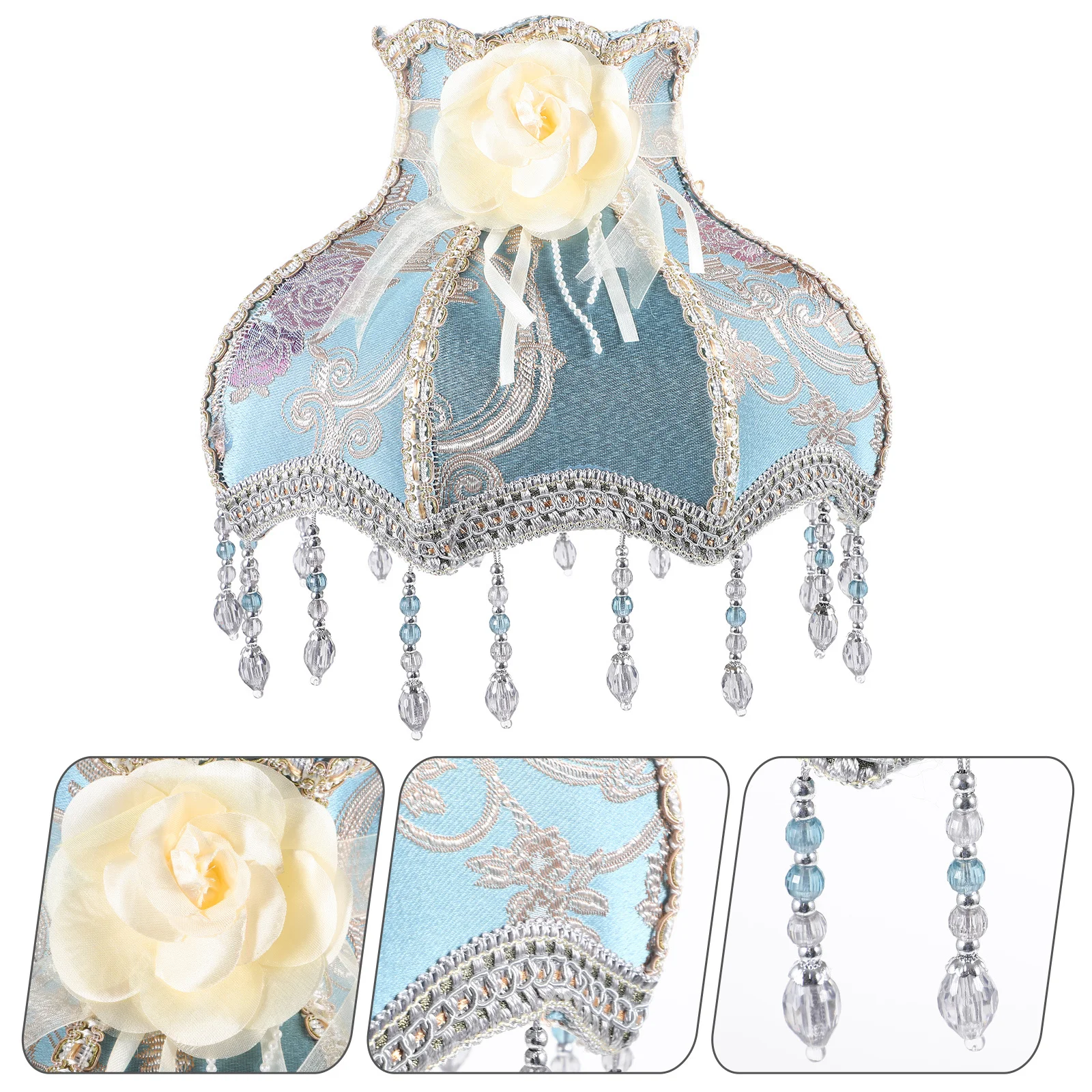 

European Lampshade with Fringe Sophisticated Cloth Shade for Hotel Home Decor Replacement Vintage Aesthetic Desk Lamp Fixture