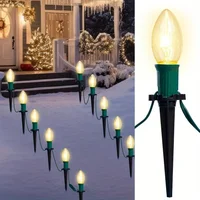 C9 Christmas Pathway Lights 30.75ft 24 Bulbs Outdoor Xmas Decorations Warm White for Holiday Waterproof Outside Yard Garden Party Walkway Decor Outdoor festival lighting