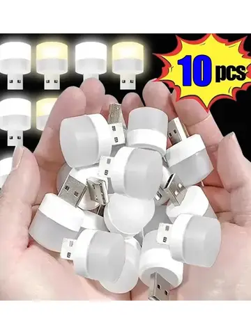 10/1PCS USB Night Light Mini LED Night Light USB Plug Lamp Power Bank Charging USB Book Lights Round Reading Eye Protection Lamp