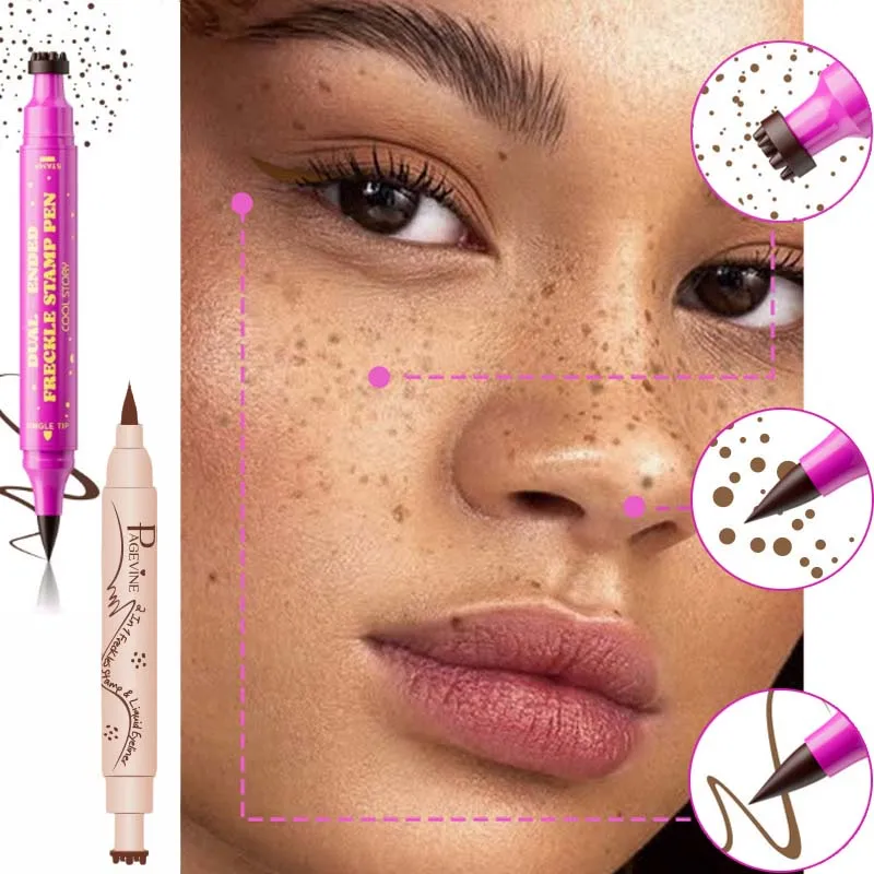 Double-end Freckles Stamp Pen Makeup 3-IN-1 Eyeliner Freckle Seal Waterproof Face Concealer Contour Natural Brown Freckle Makeup