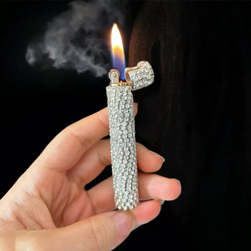 New Butane Gas Lighter Gorgeous Metal DIY Water Diamond Women's Lighter Smoking Accessories Tools Women's Gift