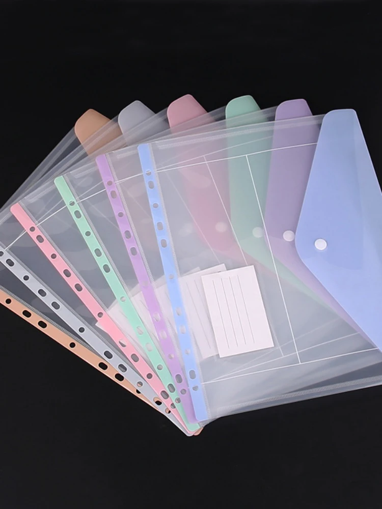Sac de fichiers en plastique à feuilles mobiles à 11 trous, dossier Transparent à 3 trous + 6 pochettes de reliure, pochette pour documents pour fournitures de bureau et scolaires