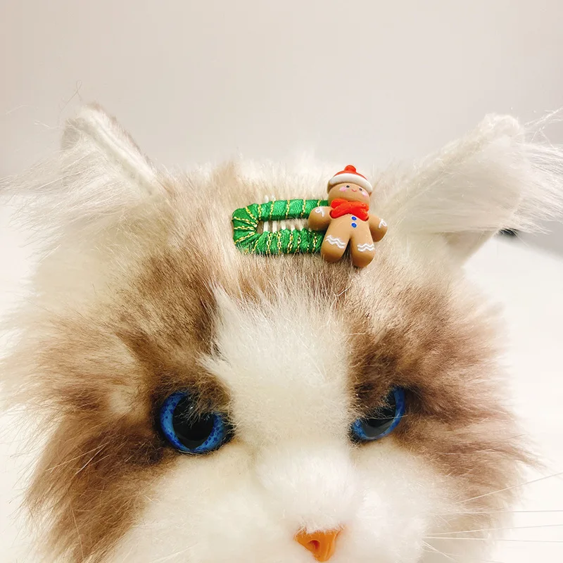 

Cartoon Christmas cat dog hair clip Santa Claus Pet Bb Clip Broken Hairpin Pet Grooming Supplies