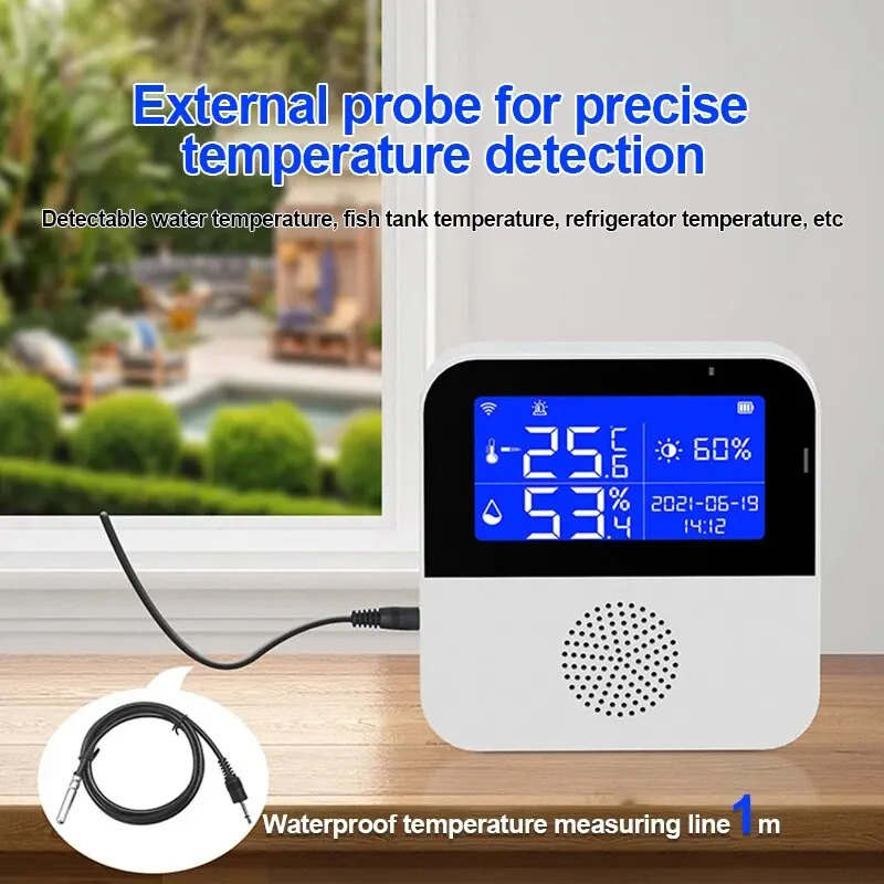 Tuya Smart Home Wifi Temperatuur Vochtigheidssensor Alarm Indoor Hygrometer Thermometer Detector Ondersteuning Alexa Google Home