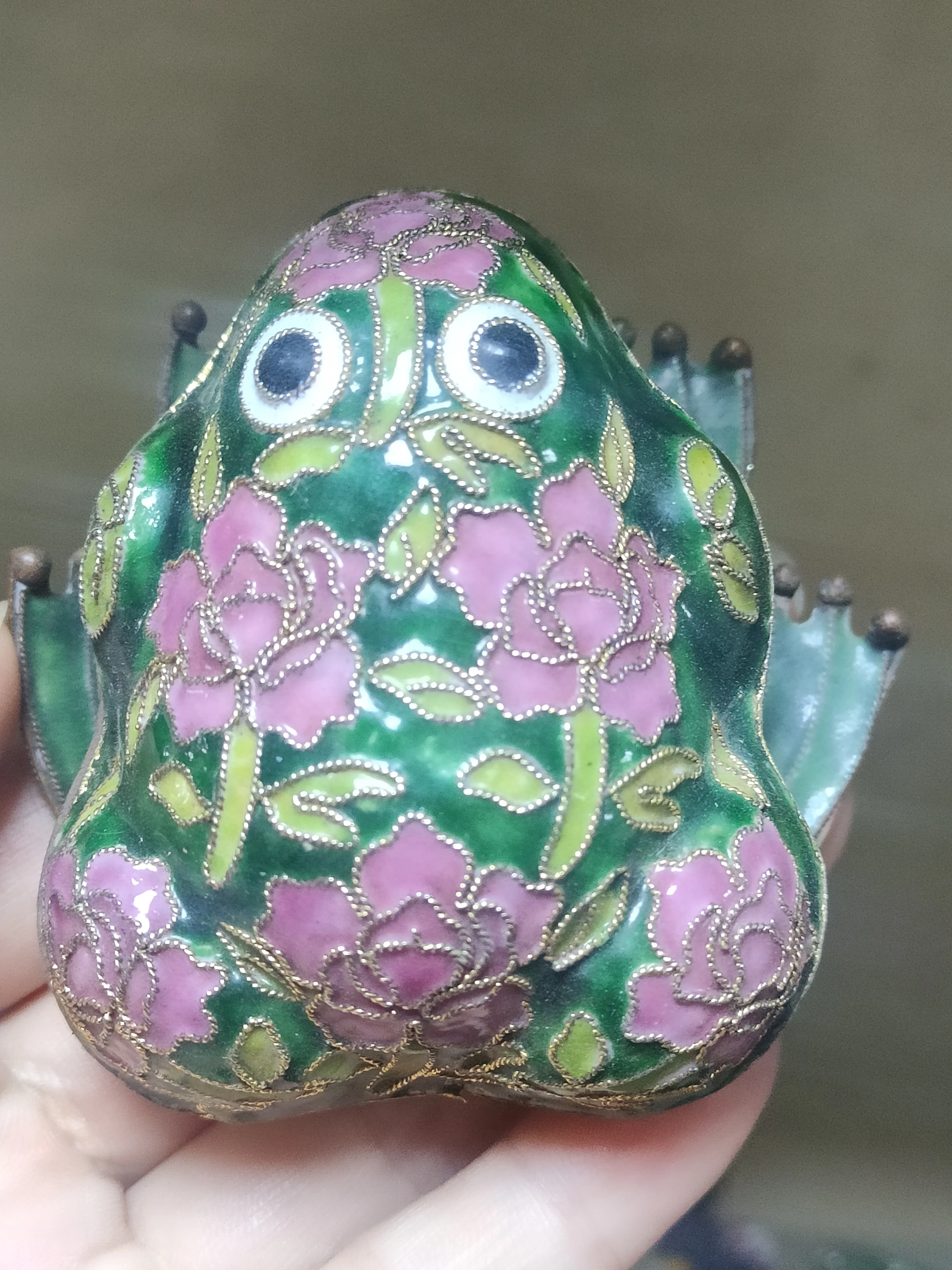 

Chinese Cloisonne fine frog carving desk small decoration home decoration gift