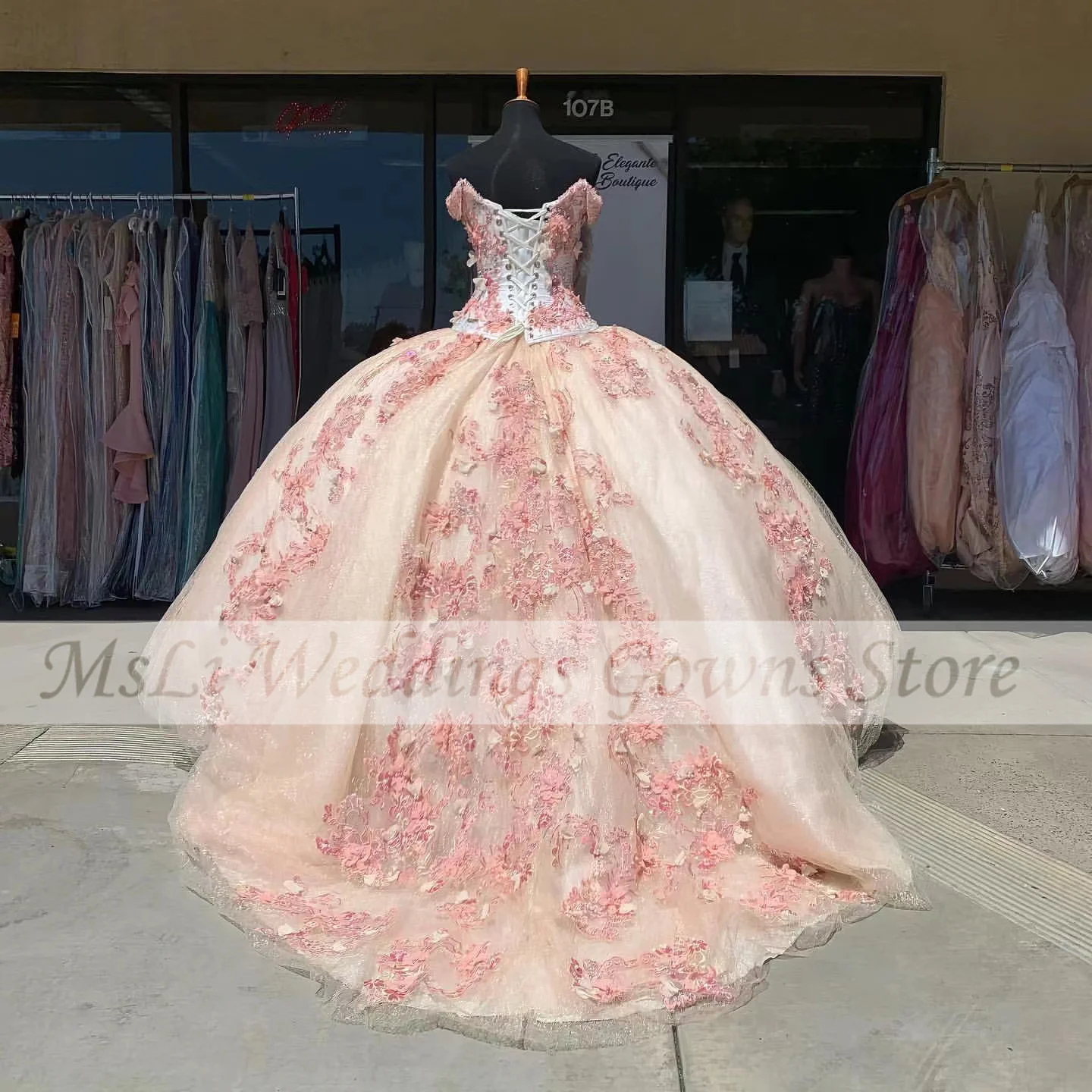 فساتين Quinceanera وردي 2023 بدون الكتف مزينة برباط مشد الأميرة فساتين حفلة عيد ميلاد 15 16 فستان حفلة موسيقية