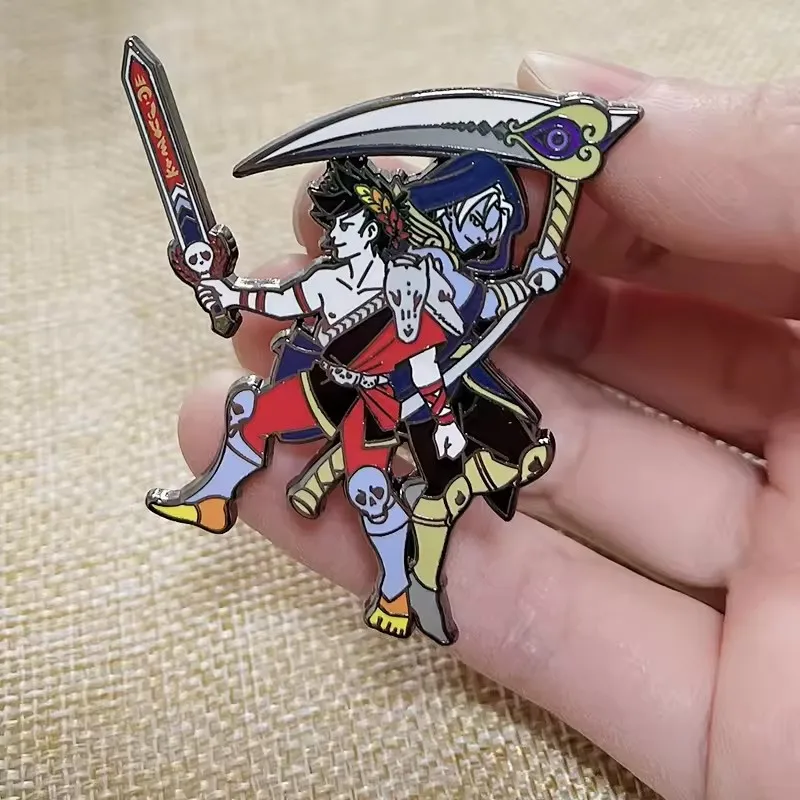 Zagreus And Thanatos Enamel Pin Game Hades Fanart Metal Badge Greek Mythology Anime Thanzag Brooches Collectibles gifts