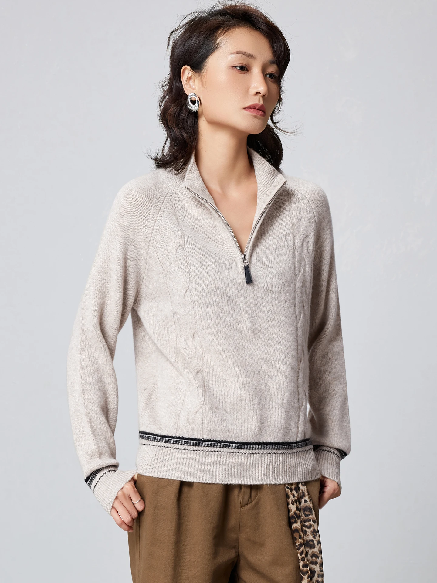 

Новый женский свитер из 100% мериносовой шерсти, осень-зима, женский трикотаж, пуловер на молнии, женская кашемировая блузка, одежда с длинными рукавами, топы