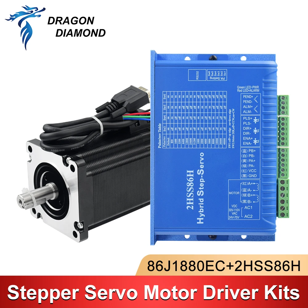 

JMC Stepper Driver Set NEMA34 4.5N.m 2000rpm Cloosed Loop Motor 5A Shaft Dia.8mm 2HSS86H+86J1880EC-1000-LS for CNC Automation