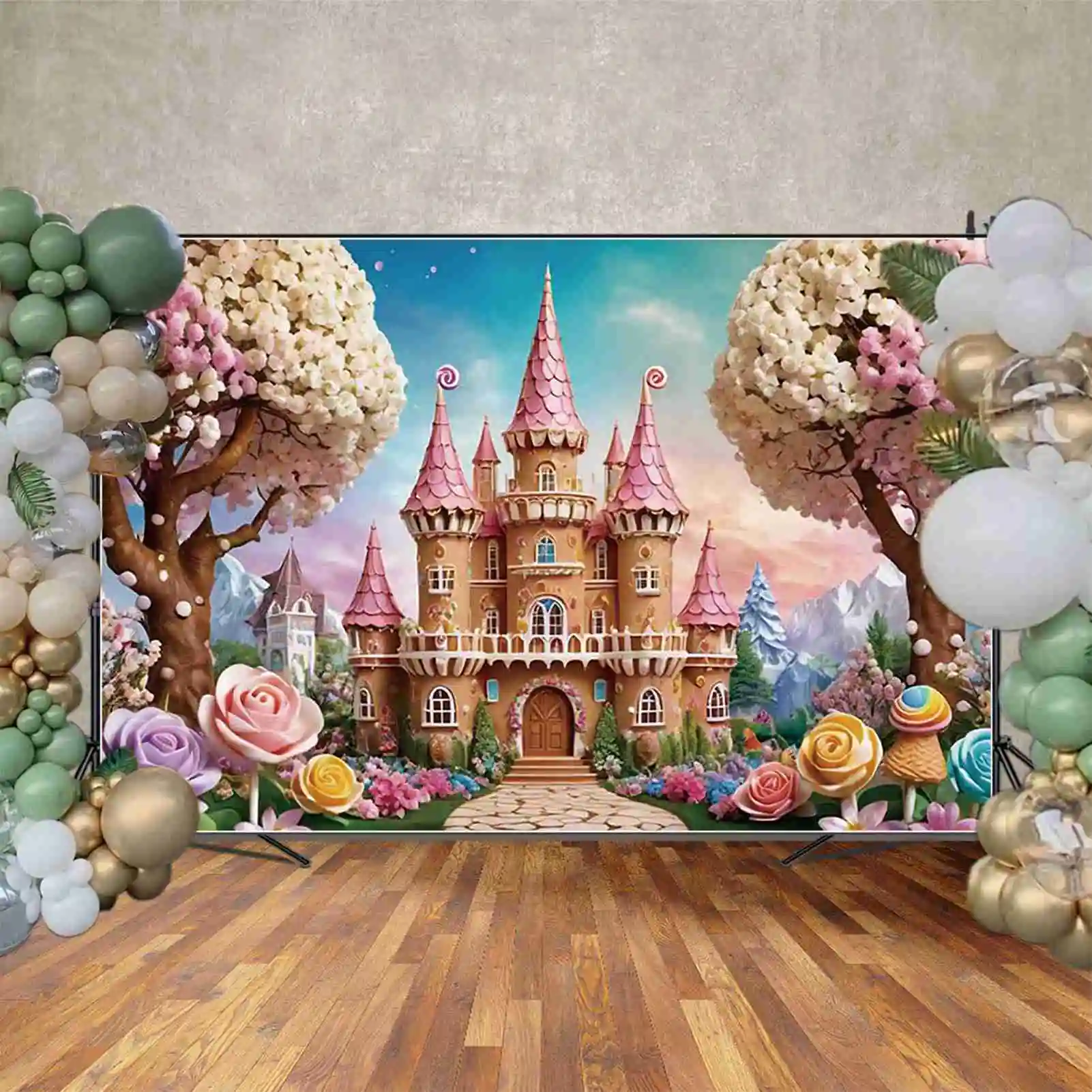 MOON.QG Underwater Castle Background Photography Mushroom Balloon Swimming Pool Photozone Backdrop Child Studio Photobooth Props