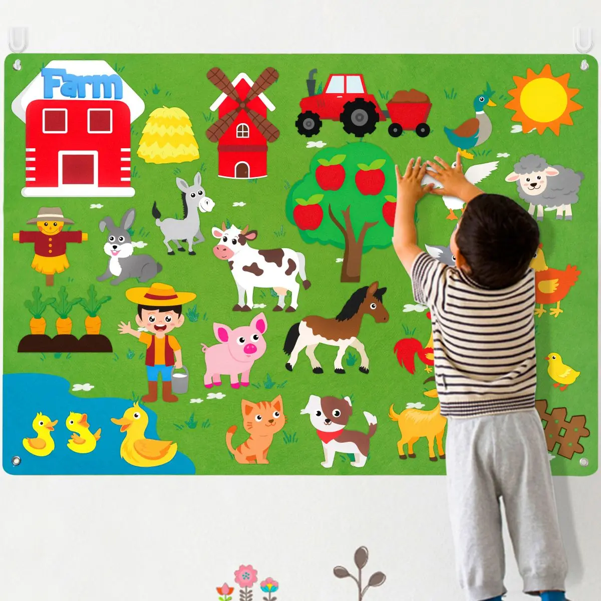 41Pcs Full Felt Storyboard Kid Favor Cartoon Calender/Depiction/Jesus/Camp Theme Puzzle Poster Decor for Anniversary Classroom