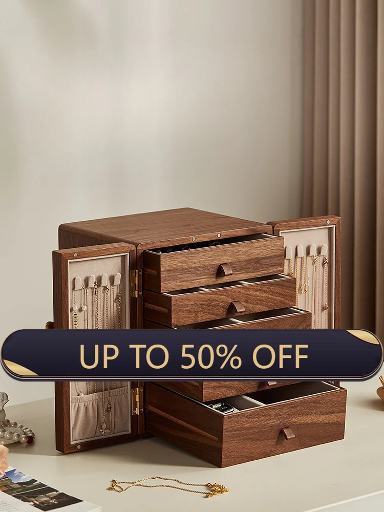 

2024 New Large-capacity Wooden Jewelry Box Storage Cabinet New Chinese High-end Gold Jewelry Storage Box