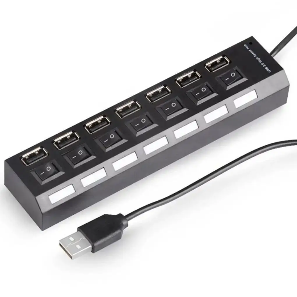 

USB Hub 7 Ports USB 1.1 Hub Splitter With ON/OFF Switch Multi USB C Hab Converter Adapter For PC Computer Accessories