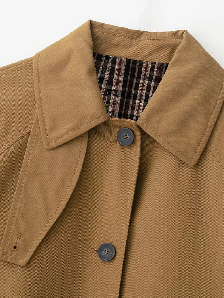 

Autumn New Lapel Collar Windbreaker Women's Coats Long Sleeve Loose Long Buttons Jackets Vintage Pockets Fashion Chic Clothes