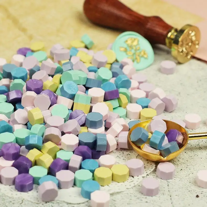 100 قطعة الرجعية مثمنة ختم ختم من الشمع ختم الشمع الخرز القصاصات المواد حفل زفاف عيد ميلاد دعوة الشمع لتقوم بها بنفسك العرض #1