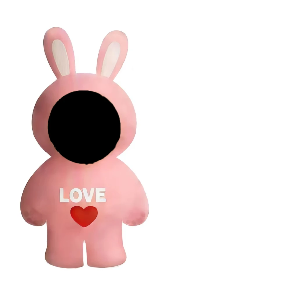 Upload Your Photo Pink Bunny Plush Cushion Personalized Custom Face LOVE Heart Rabbit Shape Throw Pillow Soft Decorative Valenti