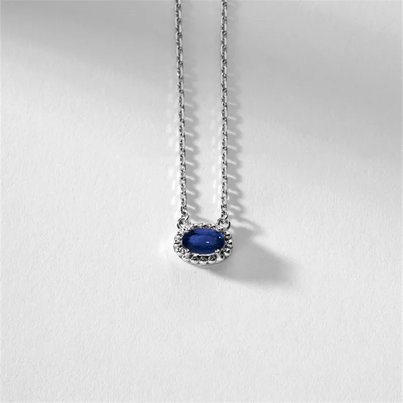 

S925 Sterling Silver European Vintage Blue Zircon Pendant Necklace For Women High-end Banquet Gift Jewelry