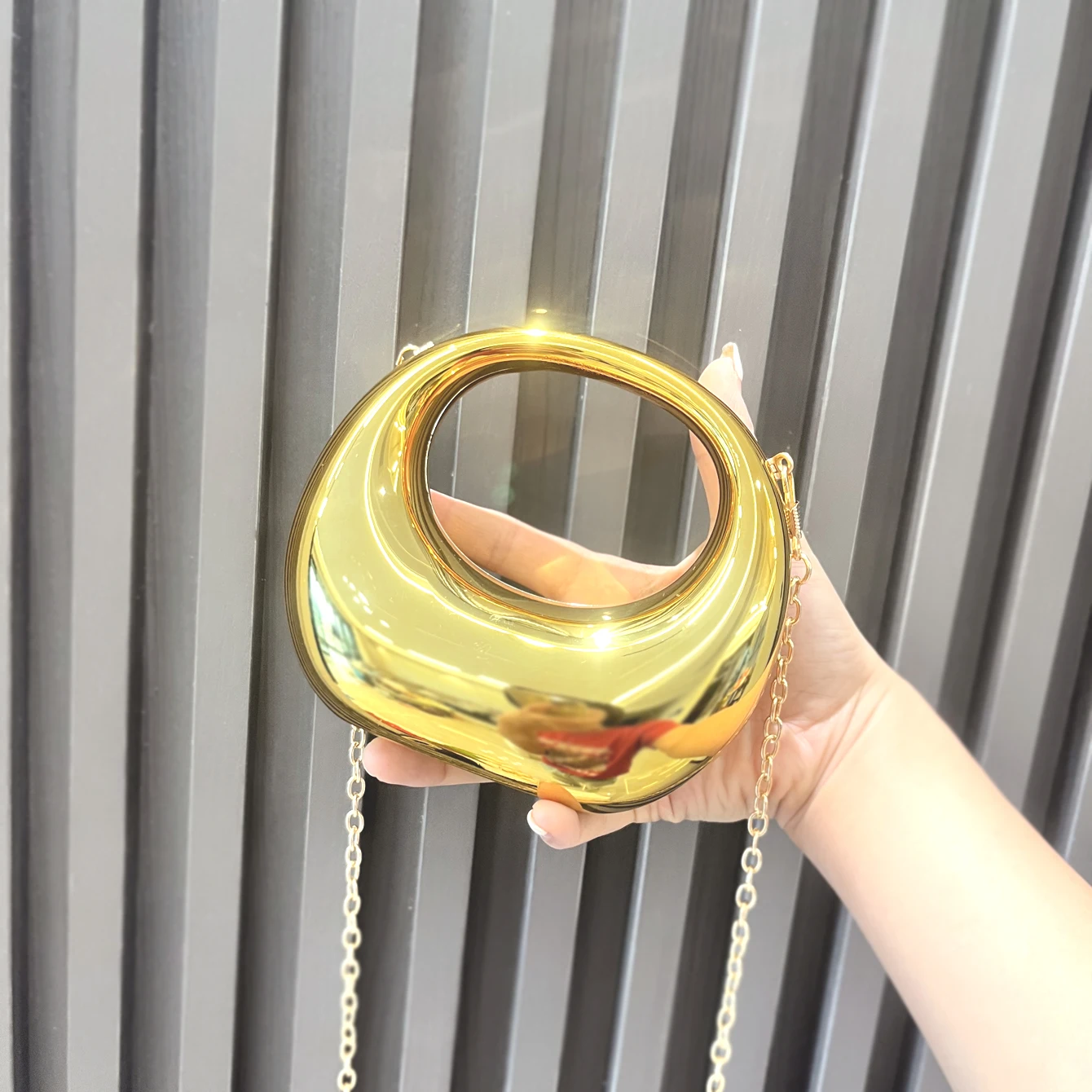 

Golden Mini bag Evening bag Purses and handbag luxury Designer shoulder bag funny Moon shape Party Wedding Acrylic Clutch purse