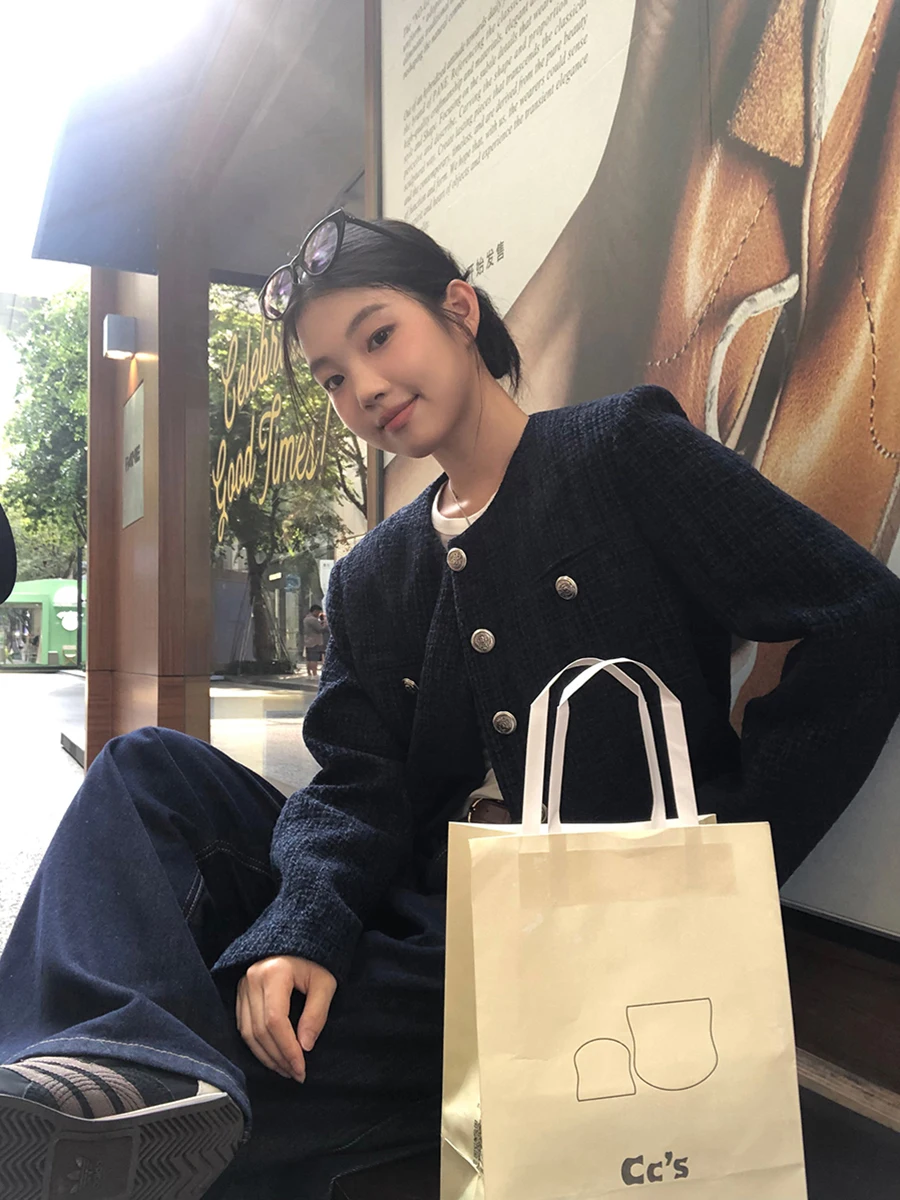 

Blue ort Quilted Jaet Women's Spring Autumn 2025 New Sle Anti-Aging Casual Korean System G Sli Commute Wind