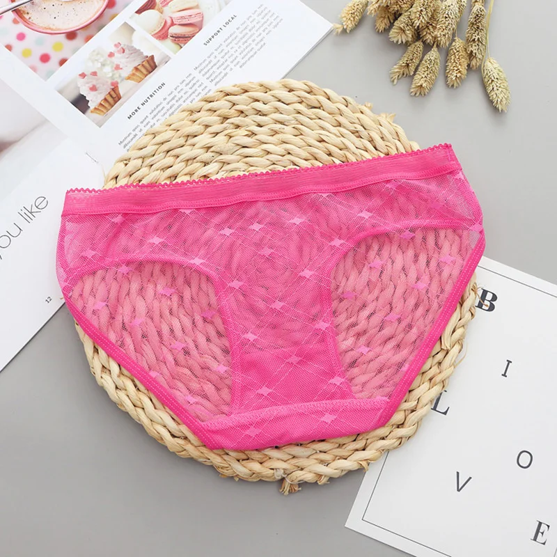 Women's Panties Sexy Sheer Lace Small Square Pattern Embellishment Seamless Comfortable Underwear Design for Feminine Flair